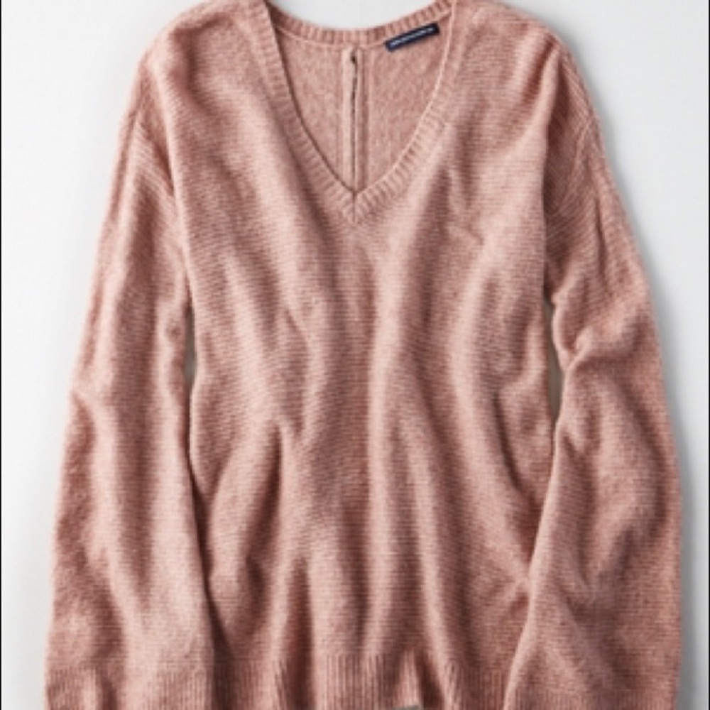 American Eagle Pink V-Neck Sweater